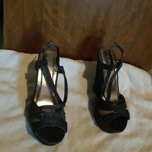Final Offer!! Never worn!! Black sparkly platforms